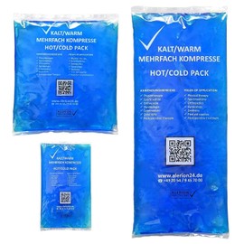 Cold / Warm Compress in 3 Sizes – 9 x 16 cm + 13 x 14 cm + 12 x 29 cm – Cooling Compress Cooling Pad Heat Compress Heat Pad Multiple Compress Gel Cushion Gel Compress