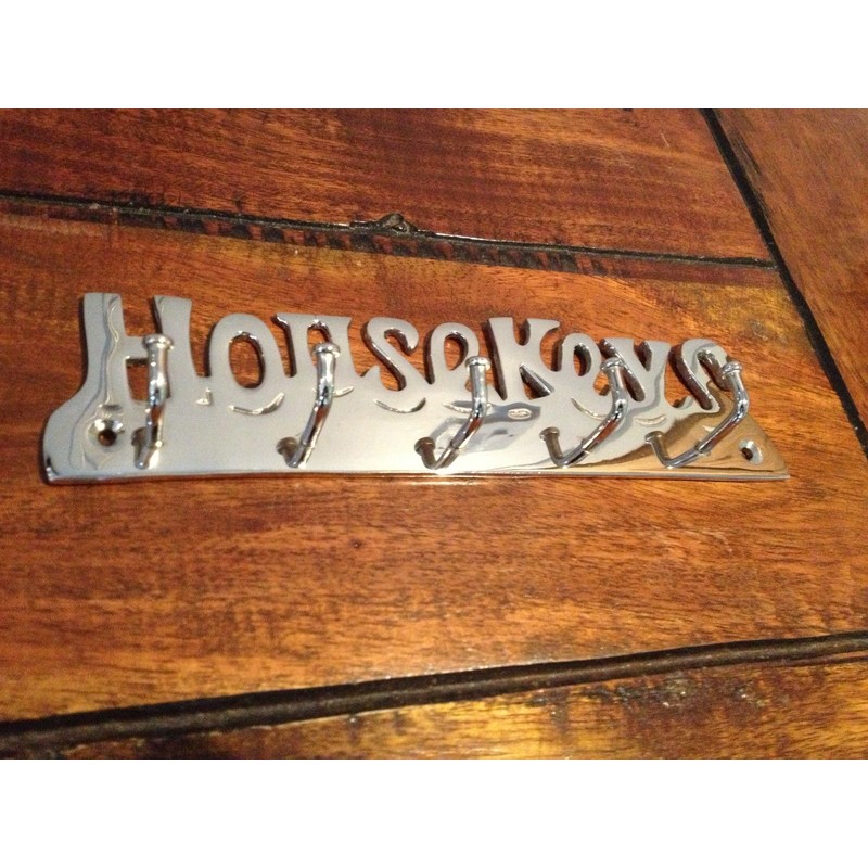 Shiny Nickel Plated Solid Brass" House Keys" Key Hook 5