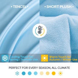 King Size Weighted Blanket 20lbs(88''x104'', Dual-Sided), Reversible King Weighted Blanket with Cozy Warm Velvet & Cooling Tencel Fabric for Adults & Couple All Season - Carry Bag Included, Lake Blue