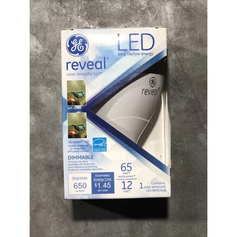 GE Lighting BR30 Reveal LED Floodlight Bulb, 12 Watts -
