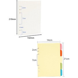 A5 Refillable Note Paper Set 6 Holes, 120 Sheets A5 Refill Paper, 10 Pieces Coloured Dividers, Folder Filling Paper for Ring Binder, Agendes, Diaries