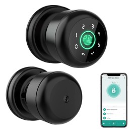 GHome Fingerprint Smart Door Locks Biometric App Control Digital Keypad Deadbolt - BlackUSB charging, No keyboard unlocking