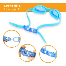 Noble Pack Kids Swimming Goggles – Swim Goggles with UV Protection, Antifog, Leakproof & Quick Adjust Quick Release System – Competitive Swim Goggles with Case (Blue) (Blue, Kids)