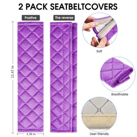 MIKAFEN 2Pack Car Seat Belt Pads Cover,Seat Belt Shoulder Strap Covers Harness Pad for Car/Bag,Soft Comfort Helps Protect You Neck and Shoulder from The Seat Belt Rubbing(Purple)
