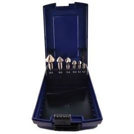 WRS Quality Countersink Set, Industrial Quality, in Rose Plastic Cassette, 6.3-20.5 mm Diameter, 6-Piece Set, HSS - for Steel