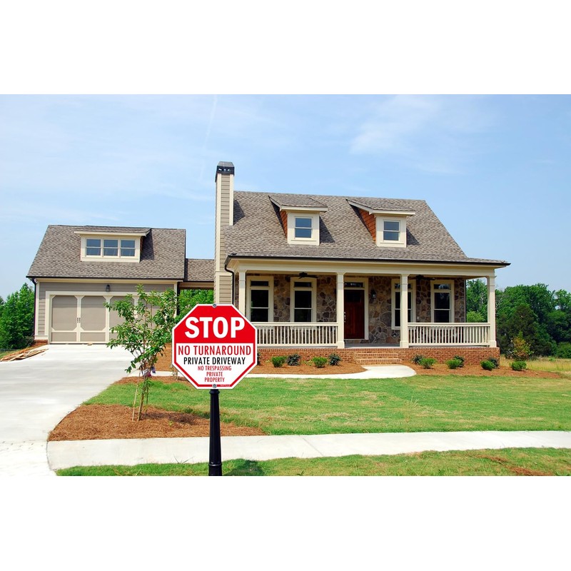 PHTTULE Stop No Turn Around Private Driveway Sign 2 Pack,