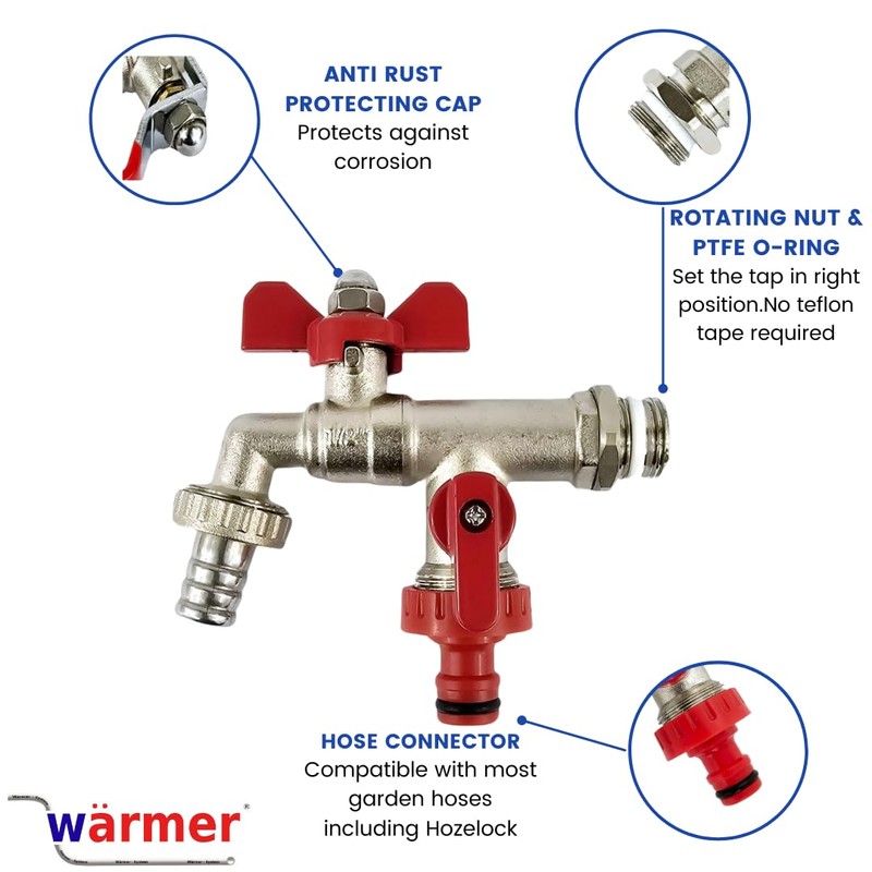 Wärmer System Outside Garden Tap Butterfly Handle with Sealing PTFE,