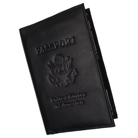 Leather USA Logo Embossed Passport Cover Holder for Travel