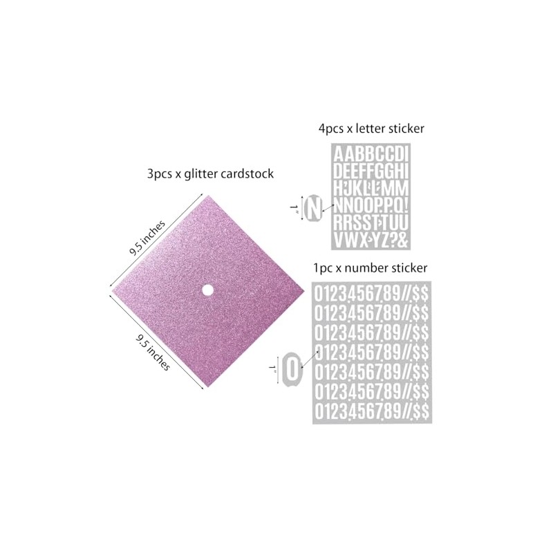 Graduation Cap Decorations - Glitter Paper, Letter Stickers, Self Adhesive