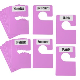 DMLNN 16 Pack White Clothing Rack Size Dividers Plus 45 Labels (1 Inch) and 18 Large Blank Labels, Large Rectangular Clothing Closet Dividers (Purple)