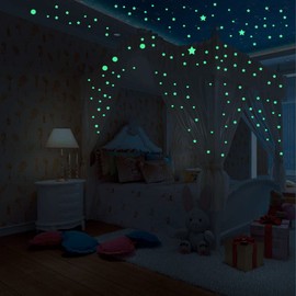 GLOWZEN Glow in the Dark Stickers, Wall Stickers, Luminous Stars+Round 942 Pieces, Decorative Indoor Night Safety