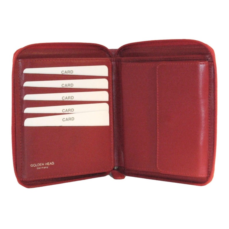 Golden Head Polo RFID Protect Zipped Billfold Coin Wallet Red,