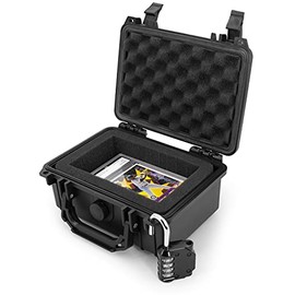 CASEMATIX Graded Card Carrying Case - Storage Box Trading Card Case Compatible With 15 BGS PSA Graded Sports Card Slabs and More Graded Card Sleeves - Airtight, Waterproof , Included Padlock , Handle