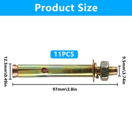11 Pcs M8 x 80mm Expansion Screw Bolts，Anchor Bolts Sleeves, Heavy Duty Concrete Anchors Screws Hex Nuts, for Concrete Masonry Brick Wall Fixings