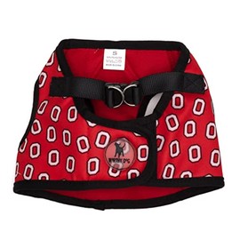 The License House Ohio State Buckeyes Dog Tossed Block O Printed Sidekick Harness Vest with Comfy Padded Mesh Velcro Adjustable, Outdoor, Easy Walk Vest for Dogs - Small, Red