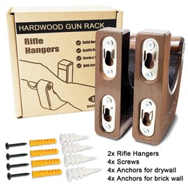 Angeebin Gun Rack Wall Mount Hold Up and Display Horizontal Rifle or Shotgun, Wooden Gun Hooks Suitable for Home and Store