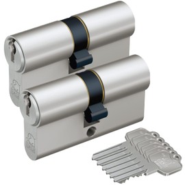BASI Set of 2 V50 Profile Short Cylinder 27/27 mm Keyed Alike Profile Cylinder Door Cylinder Lock Cylinder for House Entrance Doors Entrance Doors Cylinder Lock with 3 Keys