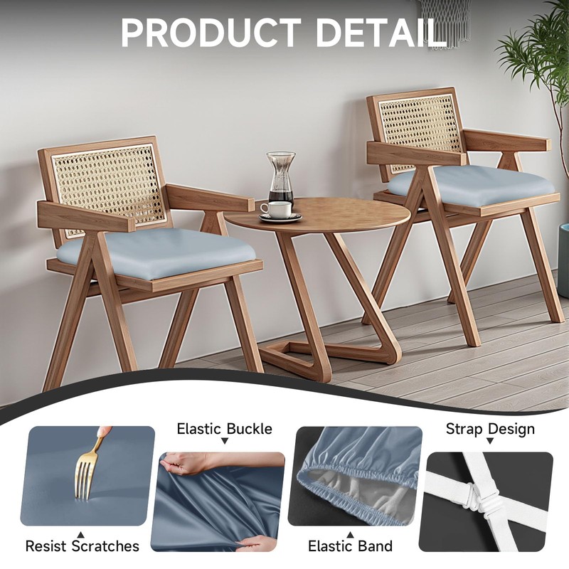 Fundas de asiento para sillas de comedor (gris, juego de