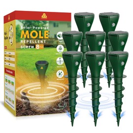 8 Packs Mole Repeller for Lawns, Solar Powered Vole Repellent Ultrasonic Pest Control Stake, Waterproof Sonic Pulse Deterrent for Gopher Vole Snake in Lawn, Garden & Yard