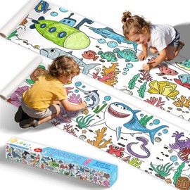 15"x118" Giant Sticky Coloring Paper Roll for Kids - DIY Children's Drawing Roll for Tablecloth & Wall Decor, Animal Themed Giant Sticky Coloring Paper Roll for Kids, Childrens Drawing Rolls