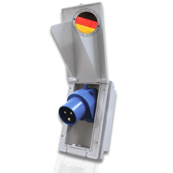 Carbest CEE Socket 16a White - Rectangular, IP44, 240 V,