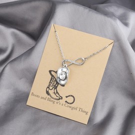 BEKECH Cowgirl Jewelry Boots and Bling It's a Cowgirl Thing Bangle Bracelet with Western Wild West Cowgirl Texas Boot Charm Equestrian Gift Horse Lover Gift (Necklace 3)
