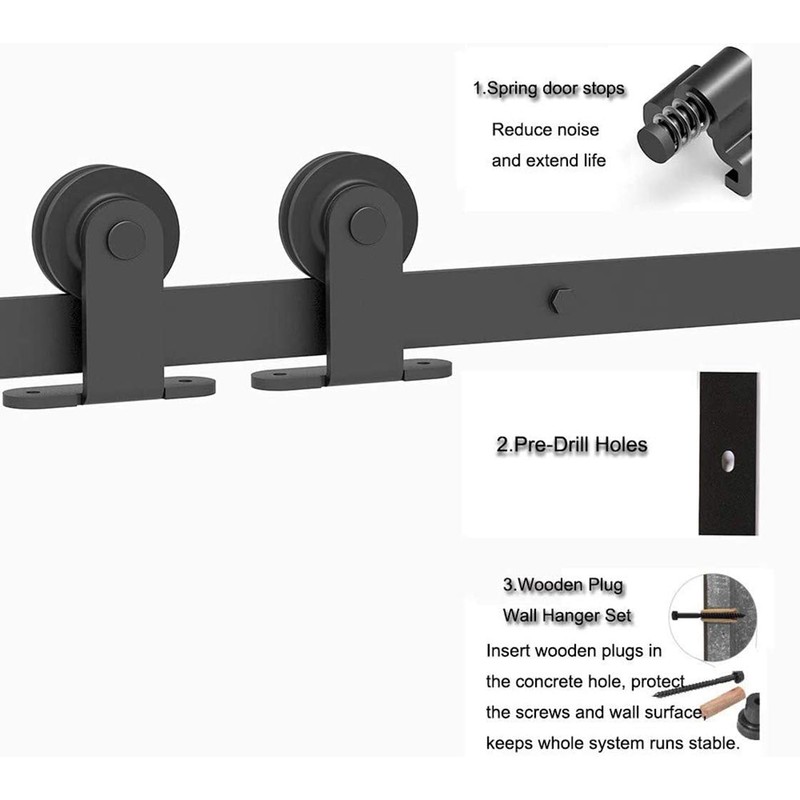 CCJH 5FT Sliding Track Barn Door Hardware Kit for Single