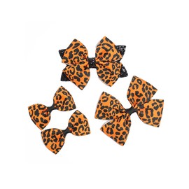 Cheetah Bow Hair Clips Leopard Hair Bow Clips Cheetah Hairclips Leopard Bowknot Pin BBW01 (4 Pcs-Set A)
