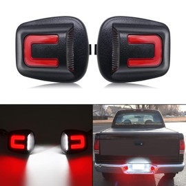 Mynoway LED License Plate Light Replacement for Dodge Dakota 1997-2011,Dodge Ram Dakota 2011,Mitsubishi Raider 2006-2009,Rear Bumper Tag Number Lamp Assembly White + Red, Replace OE 55055292,68141