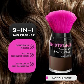 Rootflage Root Touch Up Hair Powder - Temporary Hair Color, Gray Coverage, Dry Shampoo (08 Dark Brown, 0.31 oz, Dark Brown Hair Color)