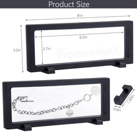 Framendino, 6 Pack Black 3D Floating Frame Display Case Coin Stands Holder 9x3.54x0.75 Jewelry Storage Boxes for Challenge Bracelets AA Medallions Stamps