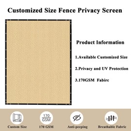 Cisvio 6' x 15' Sand Privacy Fence Screen 90% Slockage Heavy Duty Fencing Cover with Grommets Mesh Shade Net for Outdoor Wall Yard Backyard Patio Porch Pool (We Make Custom Size)