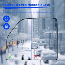 Power Heated Upper Mirror Glass, Compatible with 2015-2022 Ford F150 Truck F250 F350 F450 F550 Super Duty, Replace FL3Z17K707T Left Driver Side View Heated Upper Convex Mirrors Glass with Rear Holder