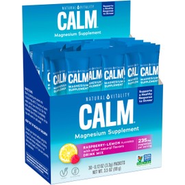 Natural Vitality Natural Vitality Calm, Magnesium Citrate Supplement, Anti-Stress Drink Mix Powder - Gluten Free, Vegan, & Non-GMO, Raspberry Lemon, 0.12 oz, 30 Packets