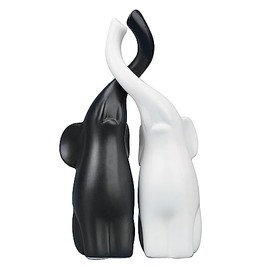 pajoma® Elephants in Love Size L, Set of 2 Ceramic Height 25.5 cm Harmonious Couple in Black and White Animal Figure Decoration, Decorative Figure, Table Decoration for Kitchen, Bathroom, Living Room