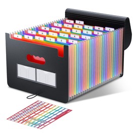 ThinkTex 26 Pockets Expanding File Folder, A-Z Colorful Tabs, Monthly Bill Receipt Documents Organiser, Larger Capacity, Letter/A4 Size