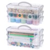 QWORK® 2Pcs 3 Tier Clear Plastic Storage Boxes, Storage Box