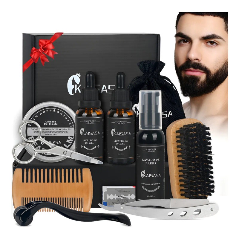 Kit Barba Cuidado Para Hombres Herramientas De Bigote 11pcs