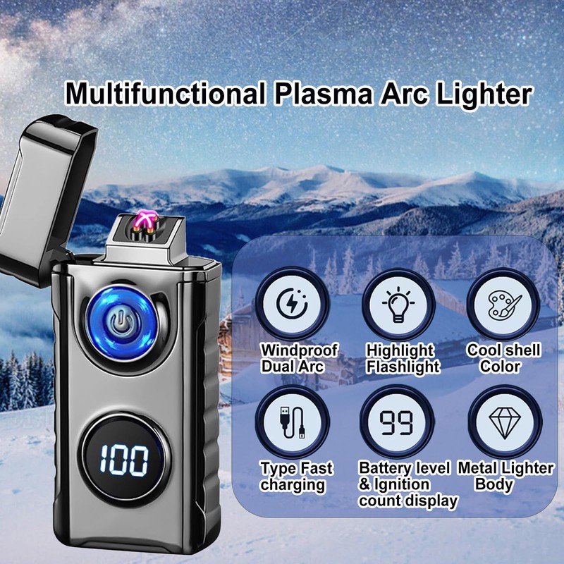 Electric Lighters Plasma Lighters Rechargeable with with LED LED Display