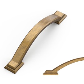 Amerdeco UK0081 Furniture Handles Antique Brass 96 mm Hole Spacing, Zinc Alloy Drawer Handles & Cabinet Handles for Kitchen Cabinets & Wardrobes Pack of 10