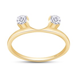 SAVEARTH DIAMONDS 1/5 Carat Round Cut Lab Created Moissanite Diamond Two Stone Enhancer Guard For Engagement Wedding Ring In 14K Yellow Gold Plated 925 Sterling Silver (G-H, VVS1, 0.20 Cttw) Size- 8