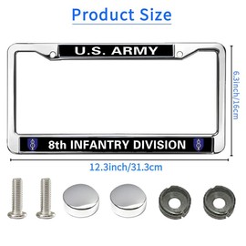 Infantry Division Flag License Plate Frame Chrome Army 8th Infantry Vet Durable License Plate Frame Proud US Veteran License Plate Frame for Independence Day