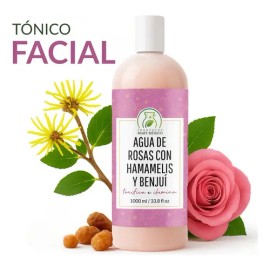 Productos Mart Mexico Agua de Rosas con Hamamelis y Benjuí 1L Tónico Piel Mixta