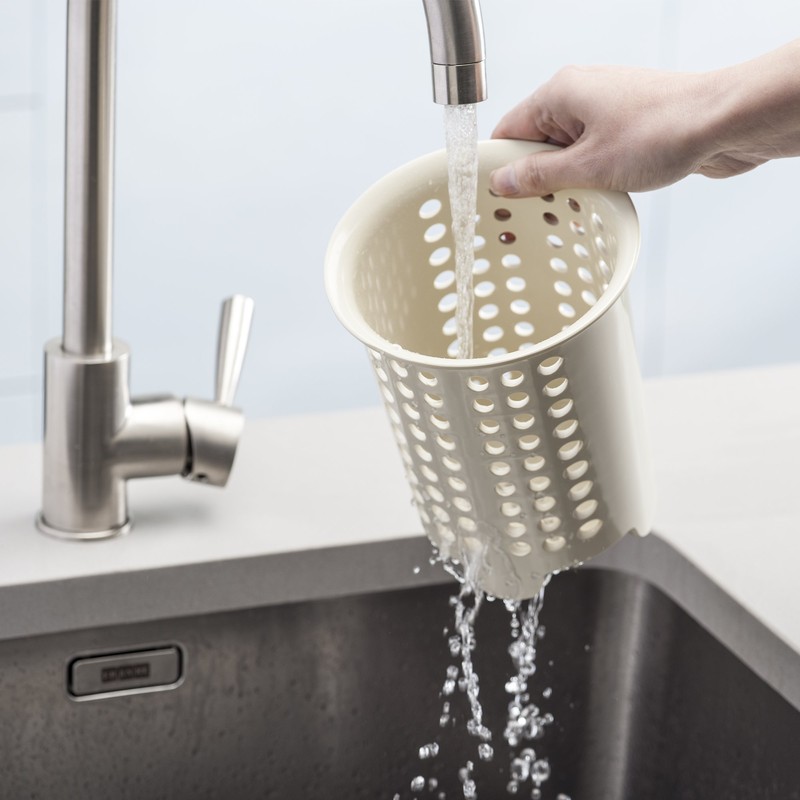 Zeal Cutlery Drainer/Utensil Pot, Melamine, Cream, 14 x 14 x