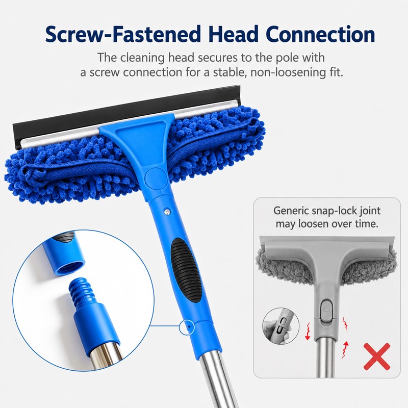 2-in-1 Window Cleaning Kit with Bucket, Extension Pole & Squeegee