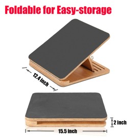 Foldable Slant Board Calf Stretcher, Protable Wooden Slant Board for Calf Stretching Physical Therapy, Adjustable Foot Incline Board for Squat Stretch Slant Board Wedge for Ankle Leg