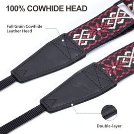 Padwa Lifestyle Adjustable Camera Strap - 1.5 Inch Head Camera Straps Made of Cowhide Leather for Photographers, Adjustable Neck, Shoulder and Crossbody Strap with Quick Release for All Cameras