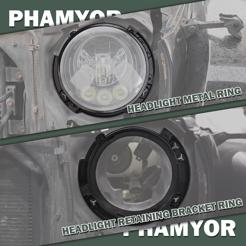 Phamyor 7 Inch Round Headlight Mounting Retaining Bracket Ring with