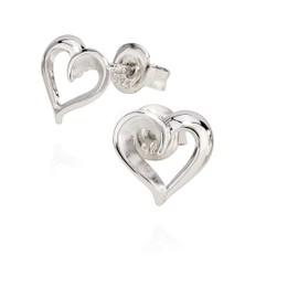 NKlaus Pair of Stud Earrings Small Heart 925 Silver 5-9 mm Glossy Matt, Silver
