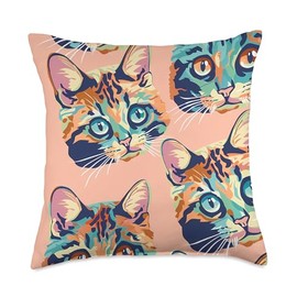 Bengal Cat Pastel Print - Cute Animal Wildlife Pattern Decor Throw Pillow